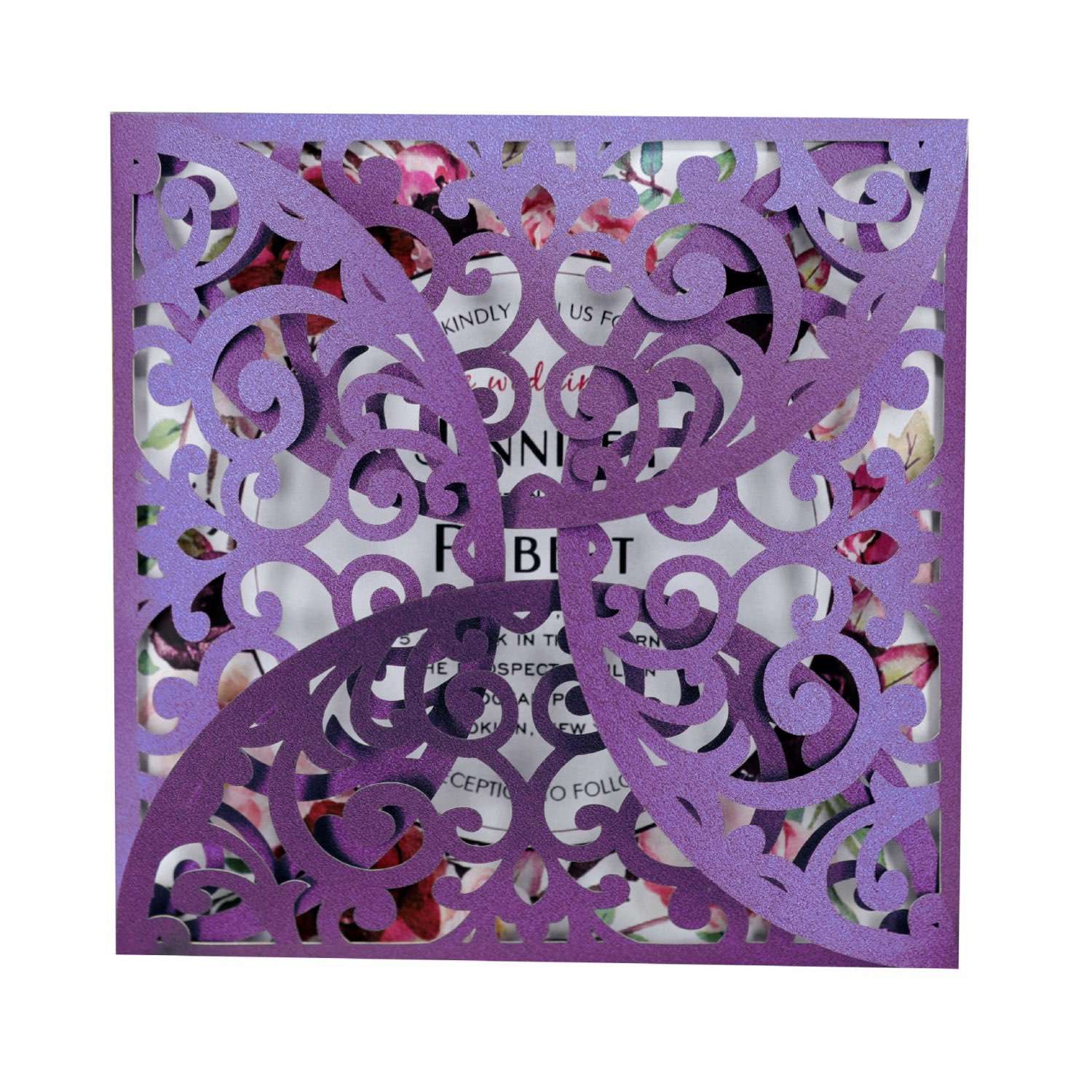 Square Wedding Invitation Beautiful Card Laser Cut Rose Invitation Personalized Custom